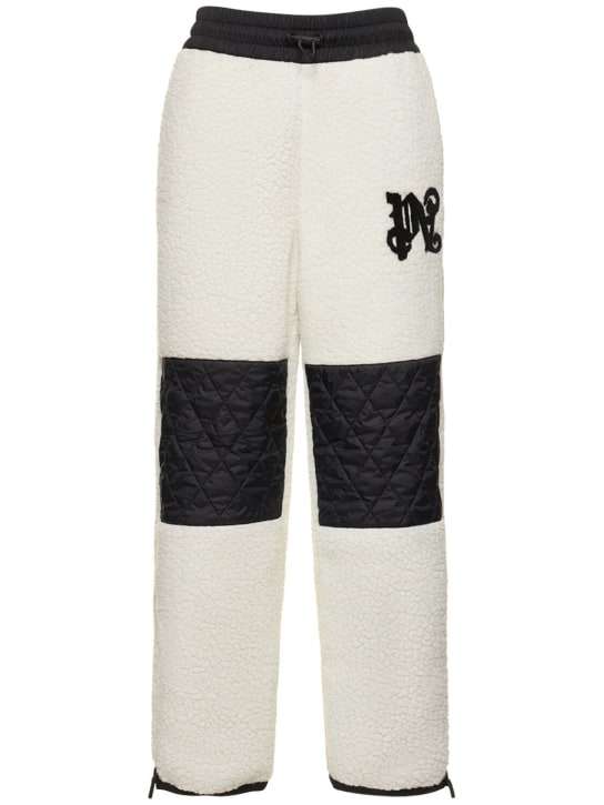 Palm Angels: Monogram wool blend ski pants - Beyaz/Siyah - women_0 | Luisa Via Roma