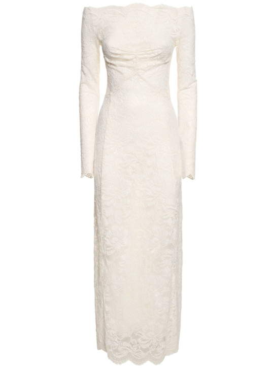 Rabanne: Off-the-shoulder lace midi dress - women_0 | Luisa Via Roma