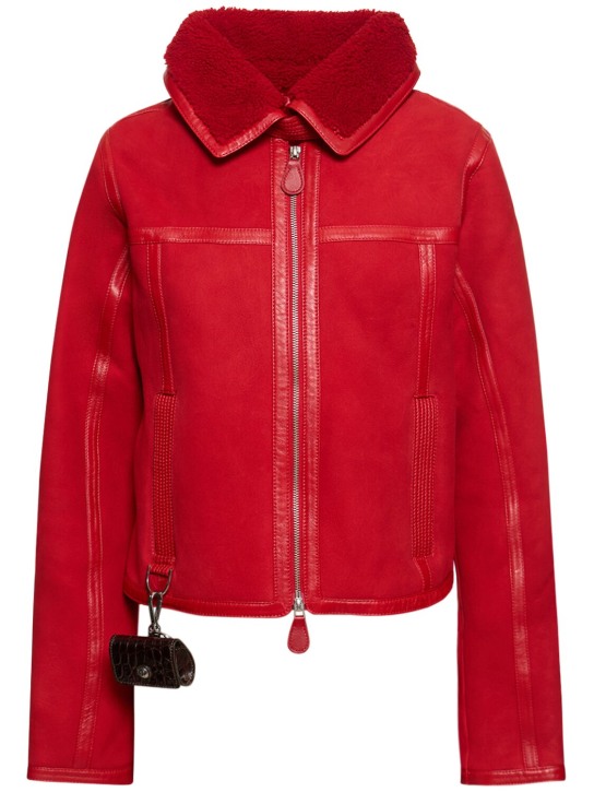 Saks Potts: Cosmo zip-up leather jacket - Kırmızı - women_0 | Luisa Via Roma