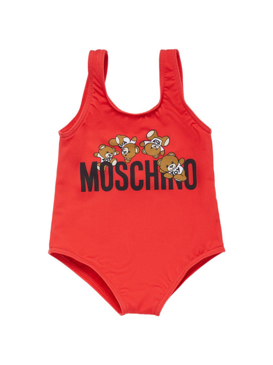 Moschino: Lycra one piece swimsuit - Kırmızı - kids-girls_0 | Luisa Via Roma