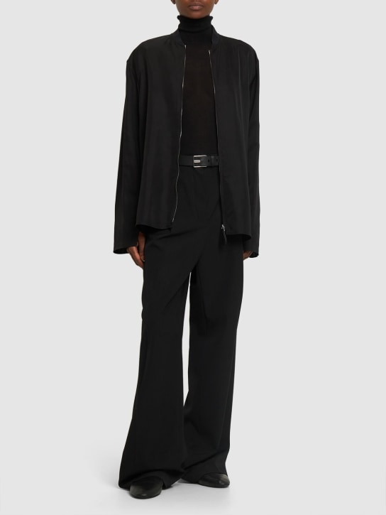 Jil Sander: 플루이드 비스코스 트윌 셔츠 재킷 - 블랙 - women_1 | Luisa Via Roma