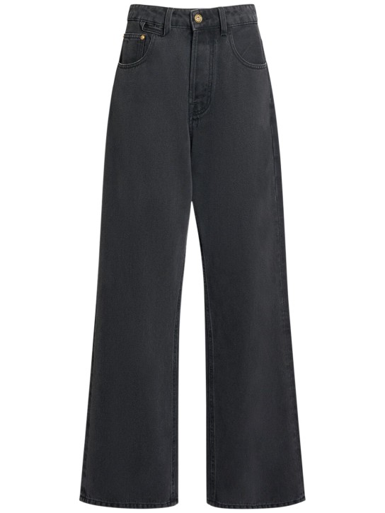 Jacquemus: Jeans anchos de talle alto - Negro - women_0 | Luisa Via Roma