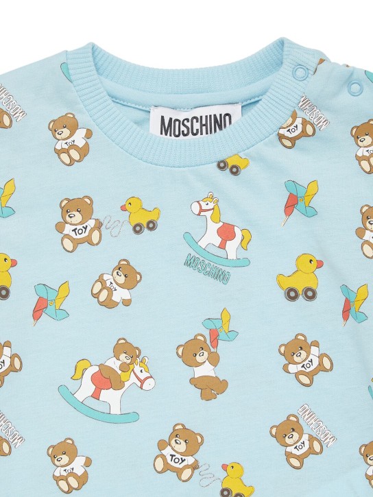Moschino: T-shirt en jersey de coton - Bleu Ciel - kids-boys_1 | Luisa Via Roma