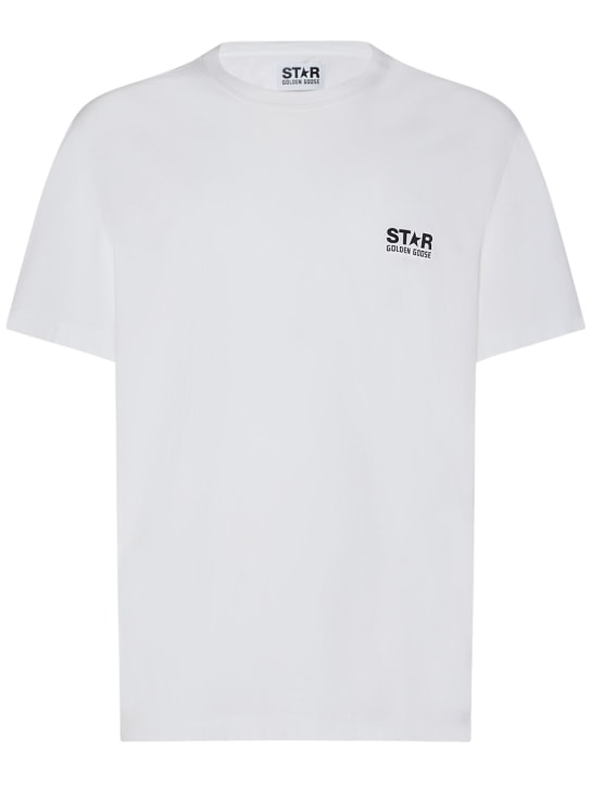 Golden Goose: Big Star logo cotton t-shirt - Beyaz - men_0 | Luisa Via Roma