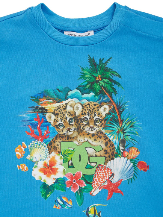 Dolce&Gabbana: Printed cotton jersey t-shirt - Açık Mavi - kids-boys_1 | Luisa Via Roma