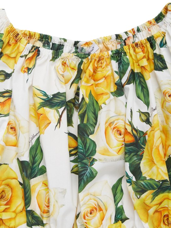 Dolce&Gabbana: Flower printed cotton crop top - White/Yellow - kids-girls_1 | Luisa Via Roma