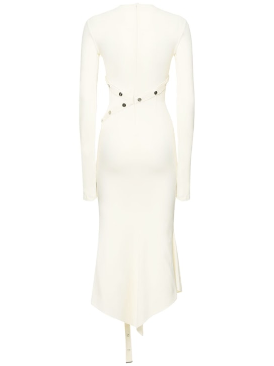 The Attico: Stretch jersey long sleeve midi dress - White - women_4 | Luisa Via Roma
