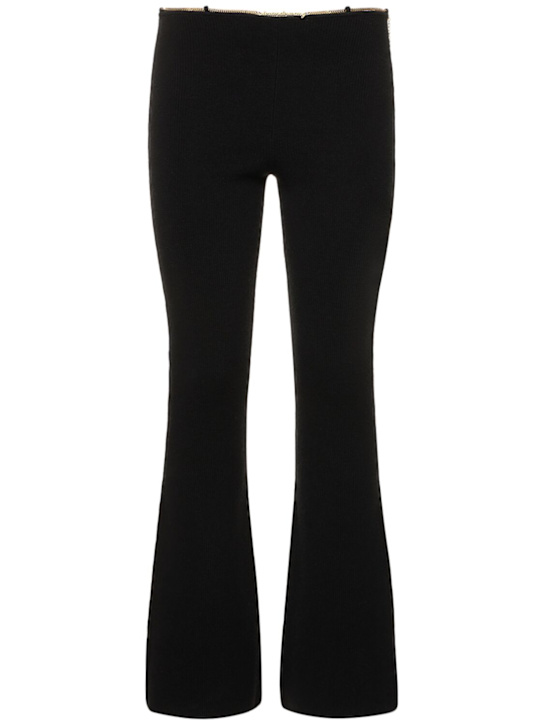 Alexander Wang: Boot leg wool blend pants w/ logo chain - Black - women_0 | Luisa Via Roma