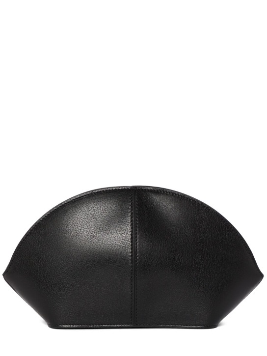 The Row: Mel shiny leather clutch - Black - women_0 | Luisa Via Roma