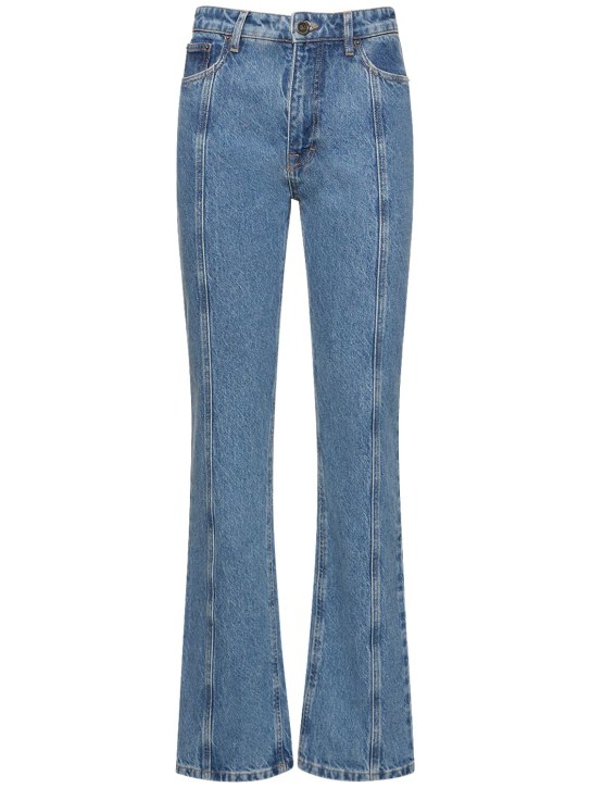 Rotate: Jeans rectos de denim de algodón - Azul - women_0 | Luisa Via Roma