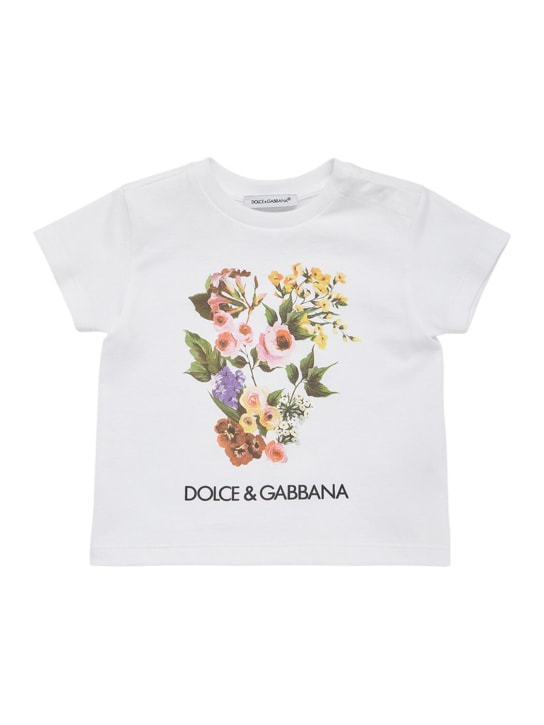 Dolce&Gabbana: 프린티드 코튼 저지 티셔츠 - 화이트 - kids-girls_0 | Luisa Via Roma