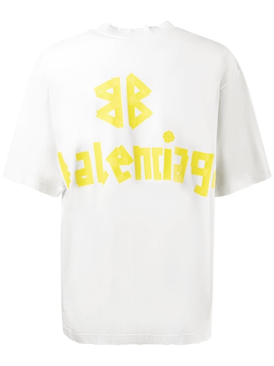 Balenciaga: Tape type vintage cotton t-shirt - White - men_4 | Luisa Via Roma