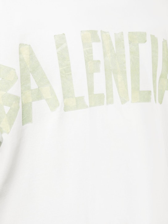 Balenciaga: Tape type vintage cotton t-shirt - White - men_3 | Luisa Via Roma