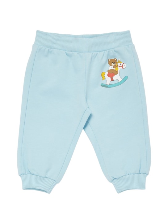 Moschino: Pantalon de survêtement en coton - Bleu Ciel - kids-boys_0 | Luisa Via Roma