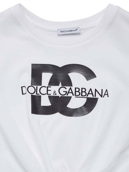 Dolce&Gabbana: Cotton t-shirt w/ knot - Beyaz - kids-girls_1 | Luisa Via Roma