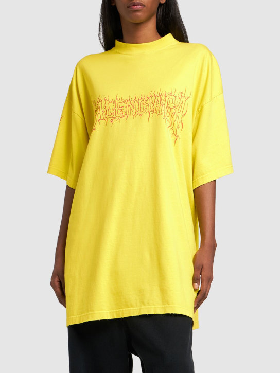 Balenciaga: T-Shirt aus Baumwolle „Darkwave“ - Gelb/Rot - women_1 | Luisa Via Roma