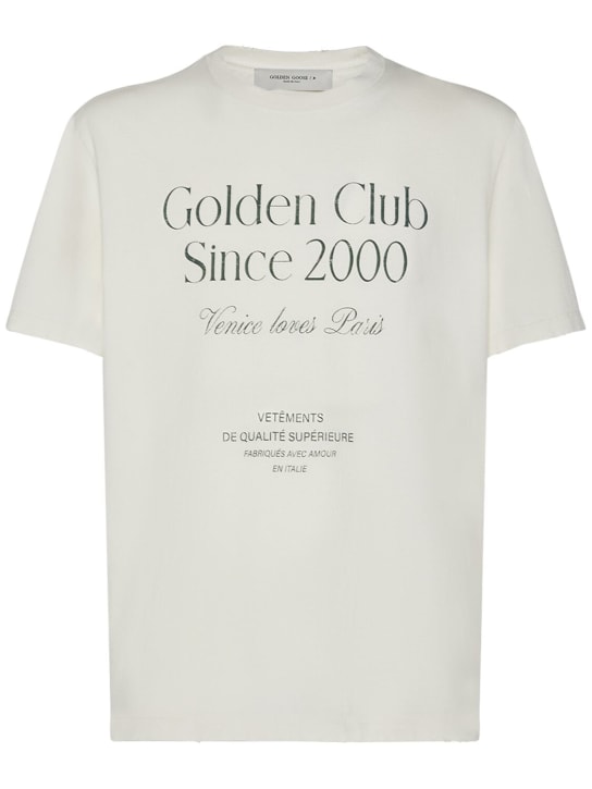 Golden Goose: T-Shirt aus Baumwolle mit Druck "Journey" - Weiß - men_0 | Luisa Via Roma