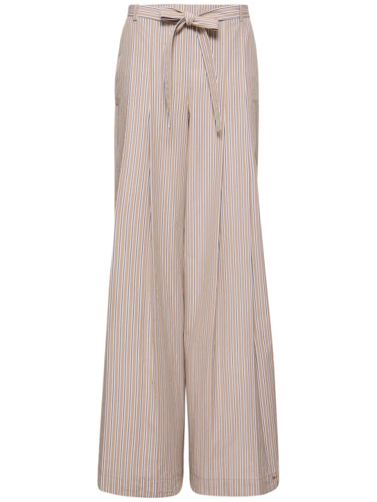 Alberta Ferretti: Striped poplin belted wide pants - Multi/Beige - women_0 | Luisa Via Roma