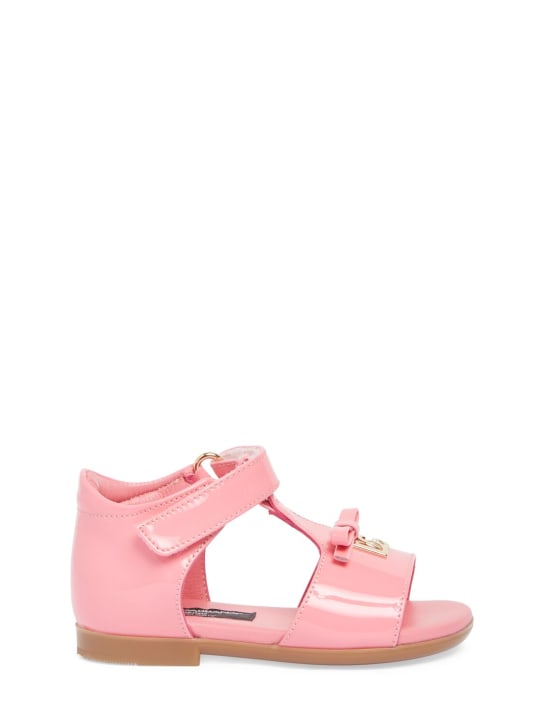 Dolce&Gabbana: Patent leather sandals - Pembe - kids-girls_0 | Luisa Via Roma