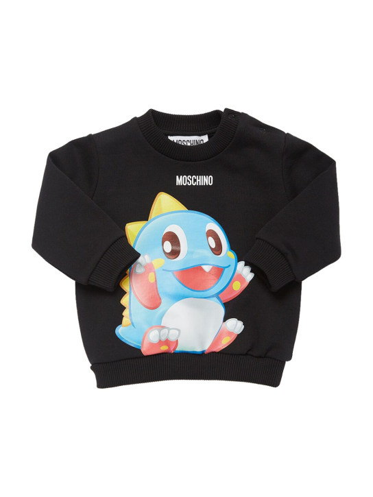 Moschino: Cotton crewneck sweatshirt & sweatpants - Black - kids-boys_1 | Luisa Via Roma