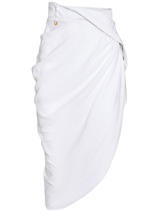 Jacquemus: La Jupe Saudade satin midi wrap skirt - Beyaz - women_0 | Luisa Via Roma