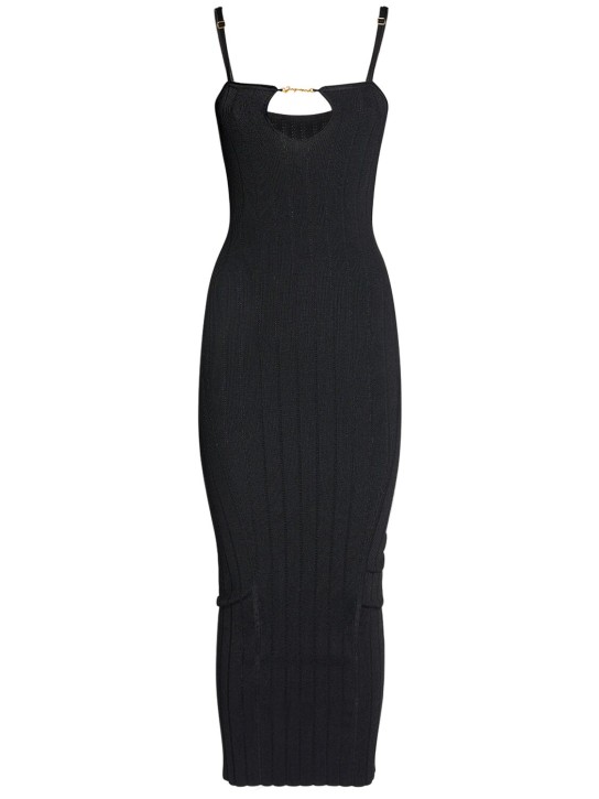 Jacquemus: La Robe Sierra Bretelles knit midi dress - Siyah - women_0 | Luisa Via Roma