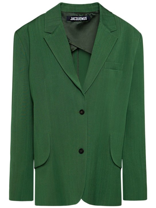 Jacquemus: La Veste Titolo silk blend jacket - Yeşil - women_0 | Luisa Via Roma