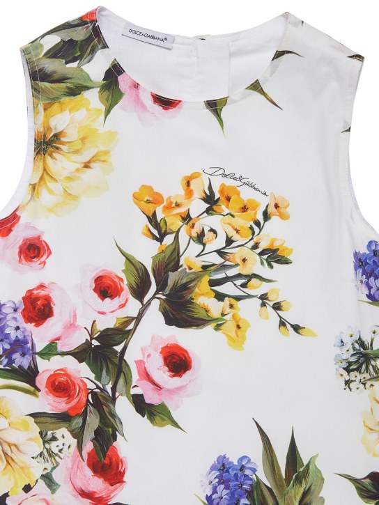 Dolce&Gabbana: Vestido de algodón con estampado floral - Blanco - kids-girls_1 | Luisa Via Roma