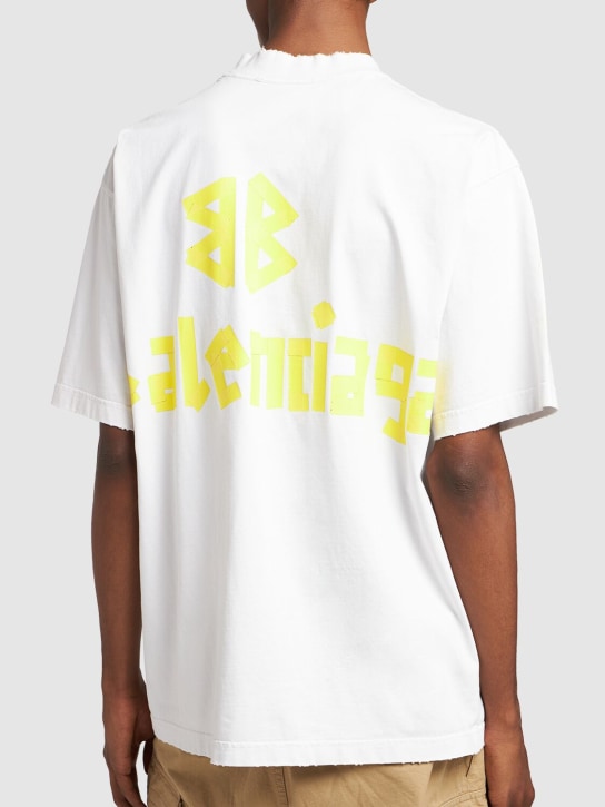 Balenciaga: Tape type vintage cotton t-shirt - White - men_2 | Luisa Via Roma