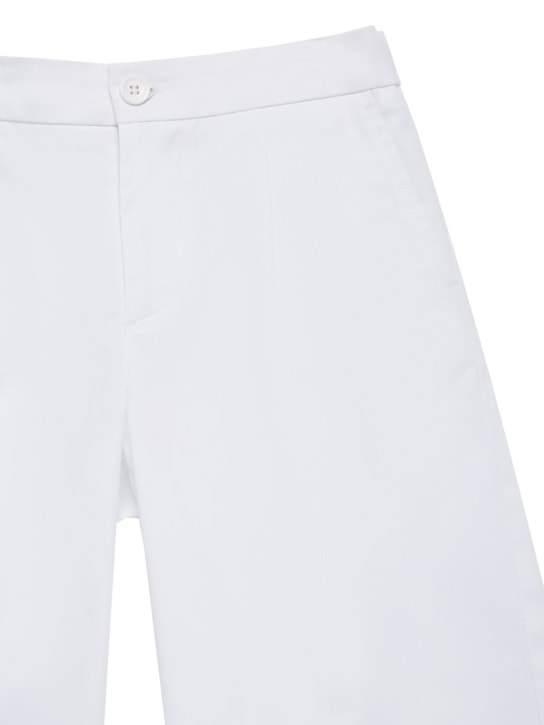Dolce&Gabbana: Logo printed stretch cotton shorts - Beyaz - kids-boys_1 | Luisa Via Roma