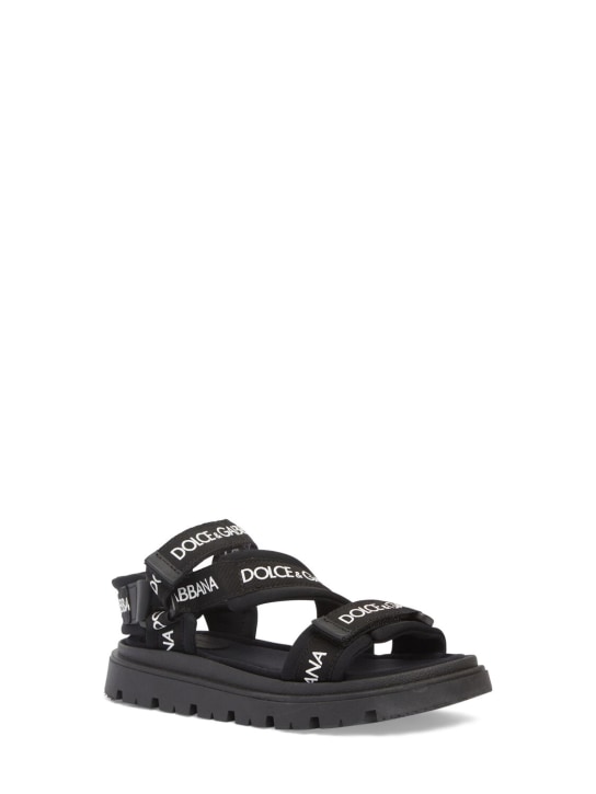 Dolce&Gabbana: Logo莱卡粘扣凉鞋 - kids-girls_2 | Luisa Via Roma