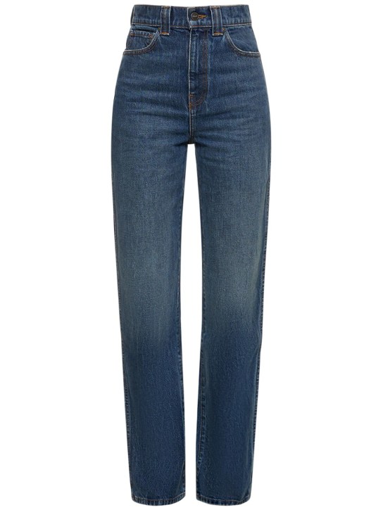 Khaite: Jeans rectos con cintura alta - Azul - women_0 | Luisa Via Roma