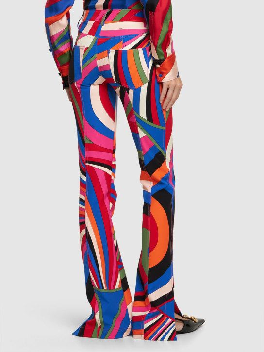 Pucci: 弹力scuba开叉裤脚直筒裤 - 蓝色/桃红色 - women_2 | Luisa Via Roma