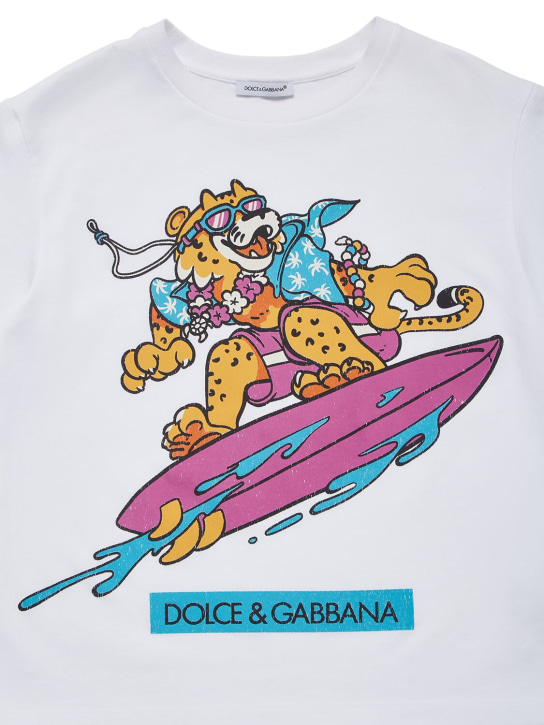 Dolce&Gabbana: 프린티드 코튼 저지 티셔츠 - 화이트 - kids-boys_1 | Luisa Via Roma