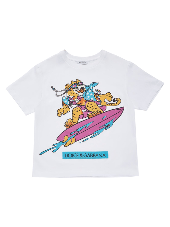 Dolce&Gabbana: Camiseta de jersey de algodón estampada - Blanco - kids-boys_0 | Luisa Via Roma