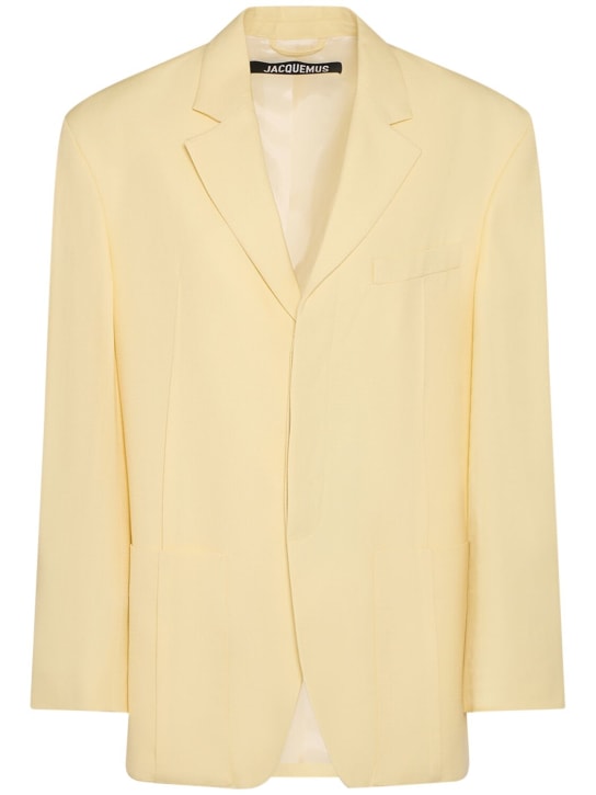 Jacquemus: La Veste d'Homme satin jacket - Light Yellow - women_0 | Luisa Via Roma