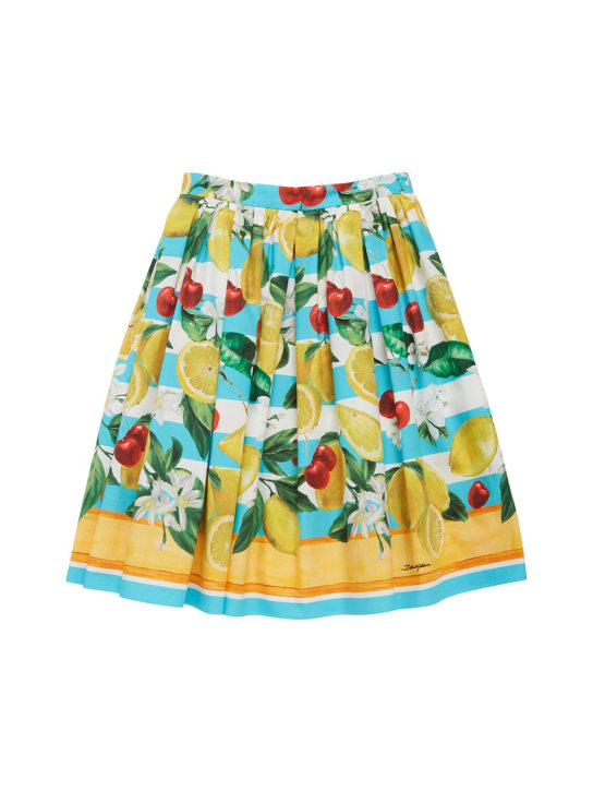 Dolce&Gabbana: Fruit printed cotton skirt - Yeşil - kids-girls_0 | Luisa Via Roma