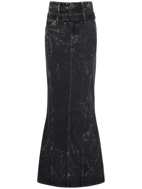 Rotate: Falda larga de sarga de algodón - Negro - women_0 | Luisa Via Roma
