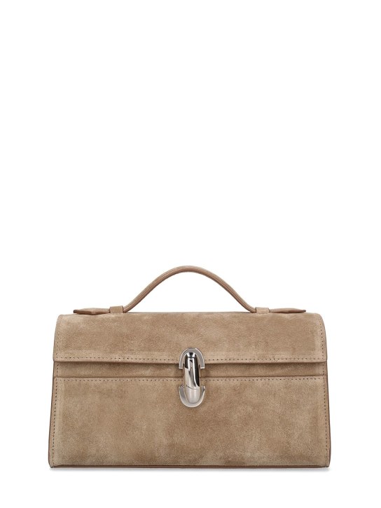 Savette: The Symmetry suede top handle bag - Clay - women_0 | Luisa Via Roma
