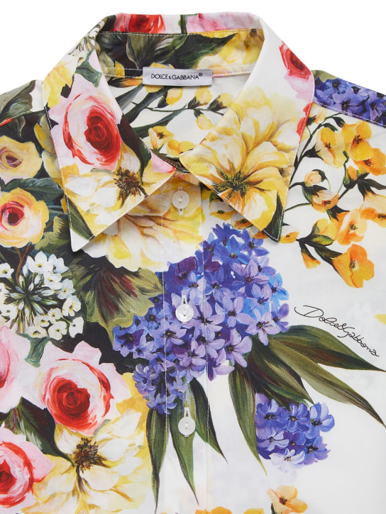 Dolce&Gabbana: Chemise courte en coton imprimé fleurs - Multicolore - kids-girls_1 | Luisa Via Roma