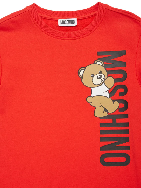 Moschino: Vestido mini de felpa de mezcla de algodón - Rojo - kids-girls_1 | Luisa Via Roma