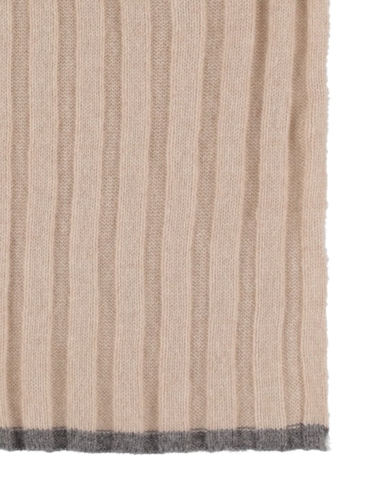 Brunello Cucinelli: Fine cashmere rib knit scarf - Beige - men_3 | Luisa Via Roma