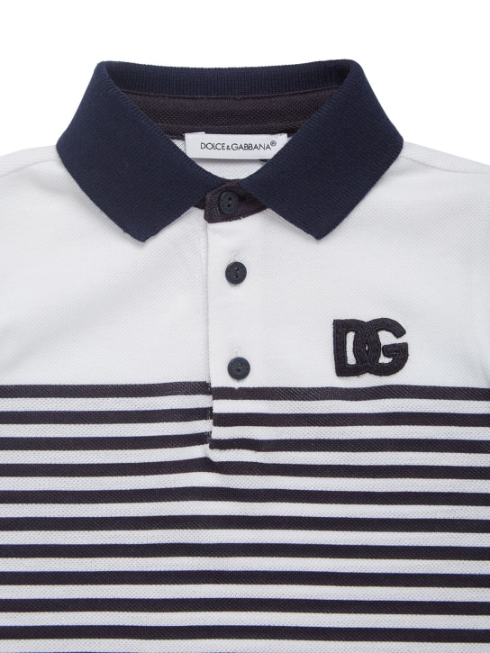 Dolce&Gabbana: Striped cotton jersey romper - Beyaz/Mavi - kids-boys_1 | Luisa Via Roma