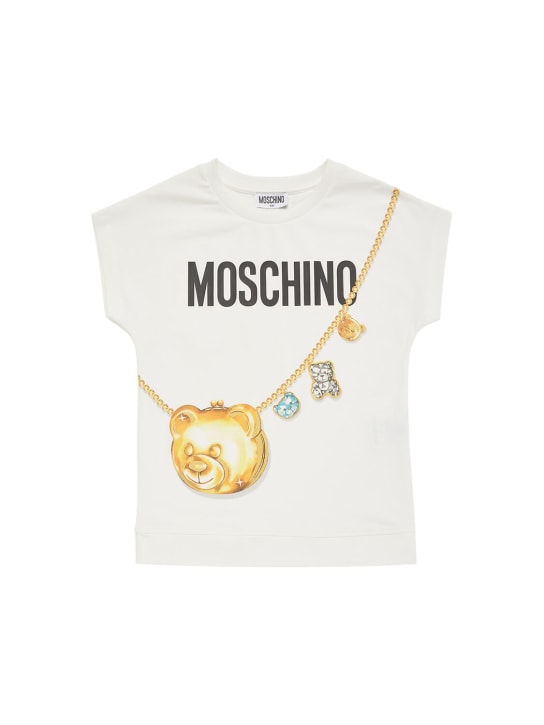 Moschino: T-Shirt und Leggings aus Baumwolljersey - Weiß/Schwarz - kids-girls_1 | Luisa Via Roma