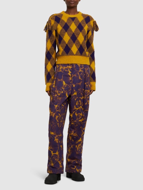 Burberry: Check crop sweater w/ tassel - Yellow/Purple - women_1 | Luisa Via Roma