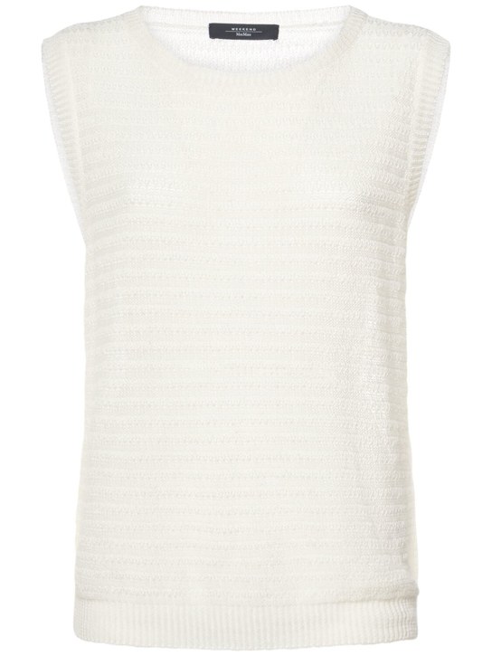 Weekend Max Mara: Caldaia linen knit sleeveless top - Ivory - women_0 | Luisa Via Roma