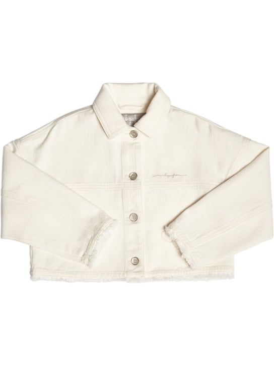Il Gufo: Cropped cotton denim jacket - Off-White - kids-girls_0 | Luisa Via Roma