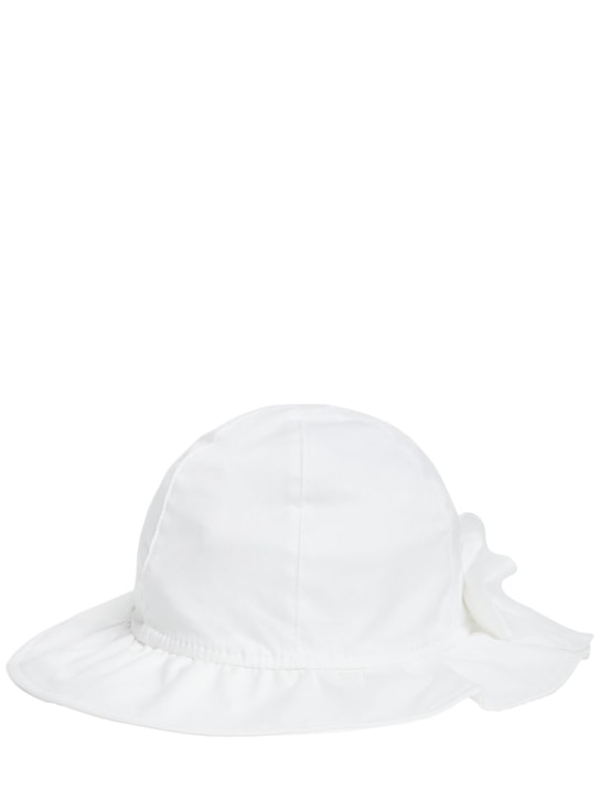 Il Gufo: Cotton poplin hat w/bow - White - kids-girls_0 | Luisa Via Roma