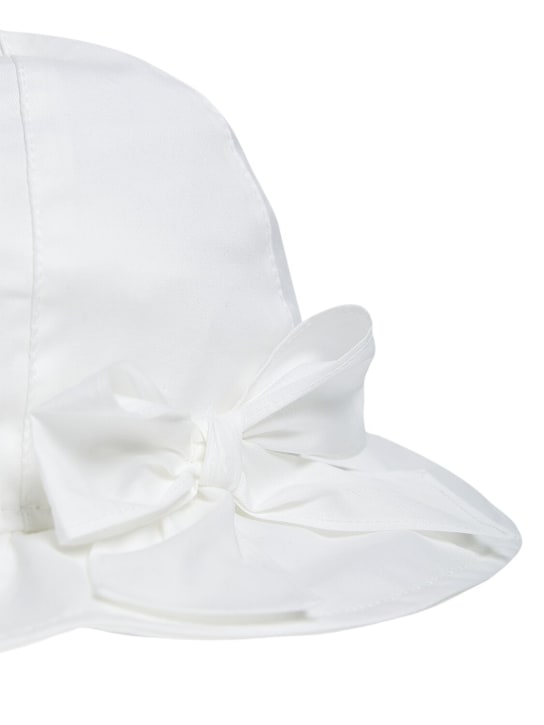Il Gufo: Cotton poplin hat w/bow - Beyaz - kids-girls_1 | Luisa Via Roma