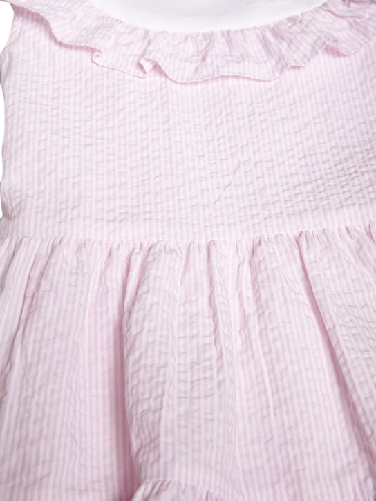 Il Gufo: 코튼 혼방 시어서커 드레스 - 핑크/화이트 - kids-girls_1 | Luisa Via Roma
